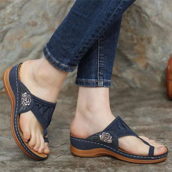 

2020 summer sandals women fashion embroidered flat sandals ladies casual gladiator women flip flops woman slippers hot, Black