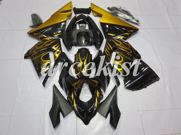 

4gifts new abs full fairings kit fit for kawasaki ninja zx-10r zx10r 2004 2005 10r 04 05 bodywork set golden flame