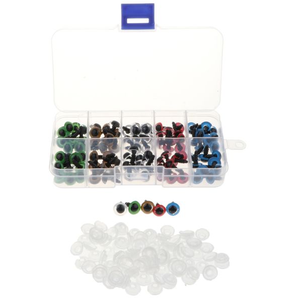 

100 piece multi-color glass eyes w/ washers kits for doll diy making 8mm/10mm/12mm