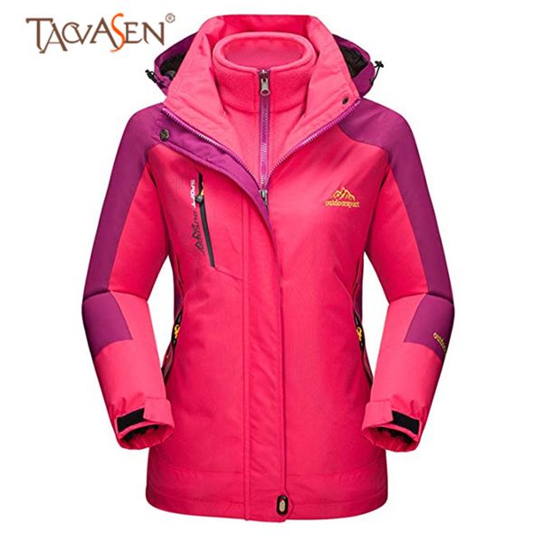 

tacvasen women climbing fleece jacket waterproof outdoor warm rain jacket windproof hiking camping softshell snowboard, Blue;black