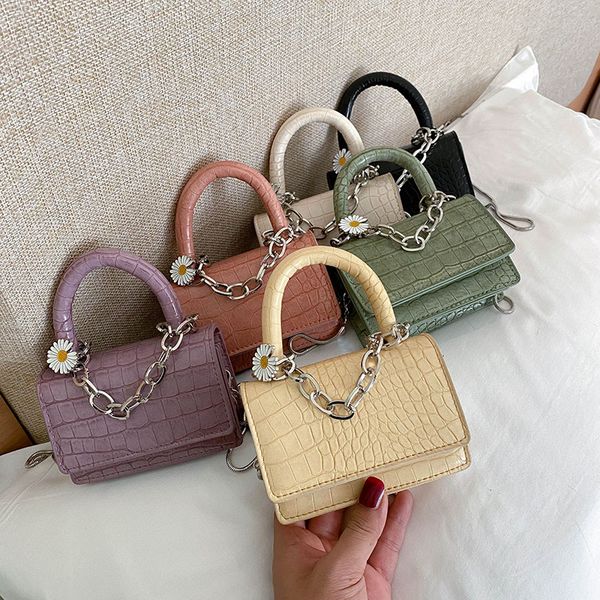 

fantasy 2020 new small daisies mini pu leather handbags for women chain stone crocodile pattern shoulder crossbody bags female
