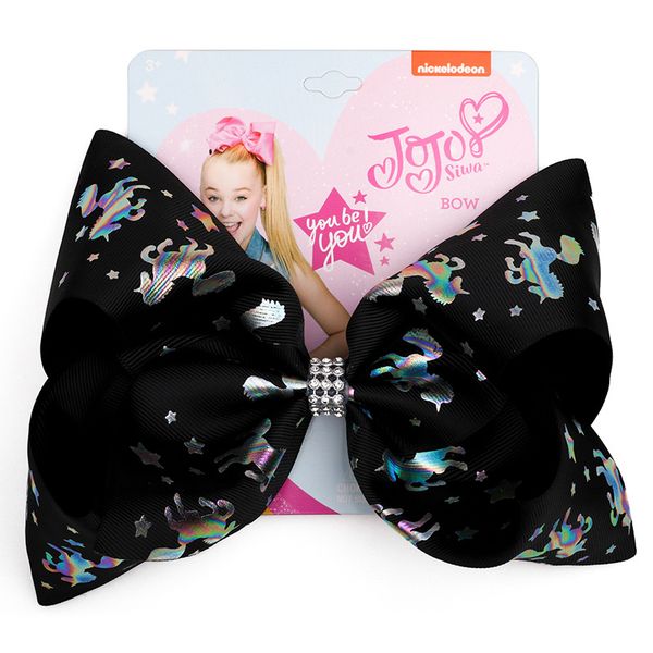 

8inches jojo fashion hair bows girls hairclips colorful unicorn heart dot baby barrettes hair clips accessories for kids jojo siwa accessory, Golden;silver