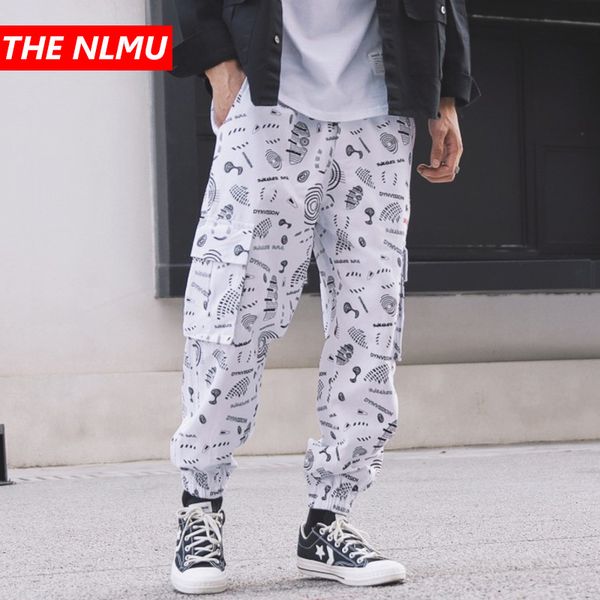 

harajuku mens printed jogger pant 2020 hip hop cargo pants male fashion printed harem joggers trousers streetwear wg769, Black