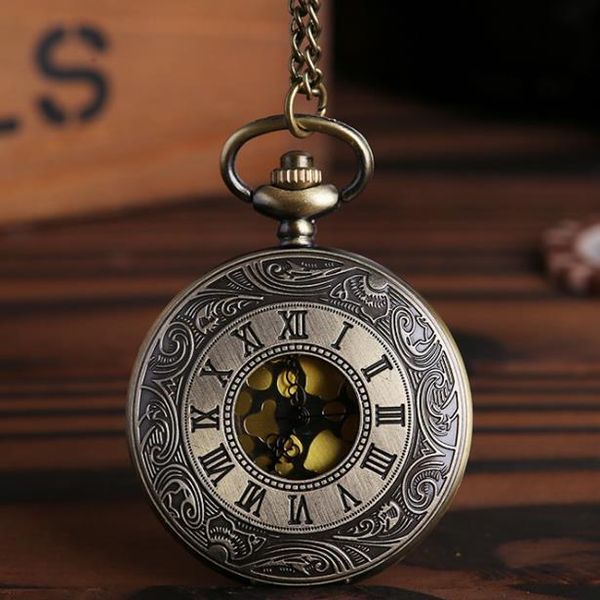 

classic large gold face roman pocket watch fashionable roman graduated pocket watch bronze classic pocket watch 8046, Slivery;golden