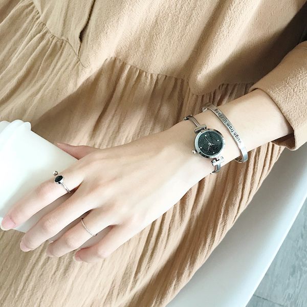 

drop shipping women's fashion casual bracelet watches luxury starry sky ladies bangle wristwatches charming female dress clock, Slivery;brown