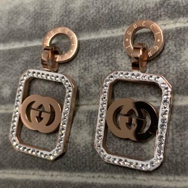 

2019 cz stone earrings not fade trendy style 316l stainless steel ear studs for women jewelry wholesale price, Golden;silver