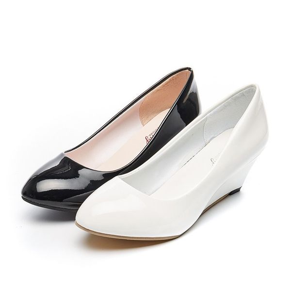 

white shoes round-toe in comfortable shoes women's work female black leather business with a single low-cut sl