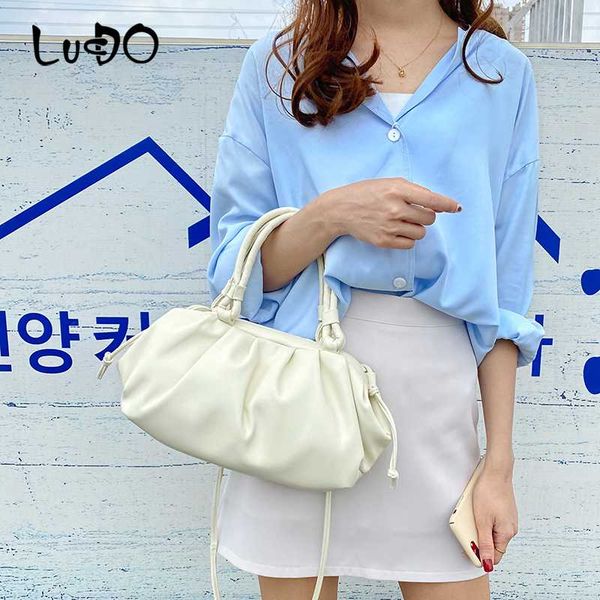 

lucdo design evening clutch bags fashion wrinkled baguette bag women dumpling shoulder bags pu leather handbags