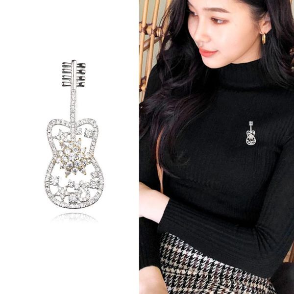 

exquisite fashion woman jewelry violin shape brooch clothing bag accessories elegant temperament brooch, Gray