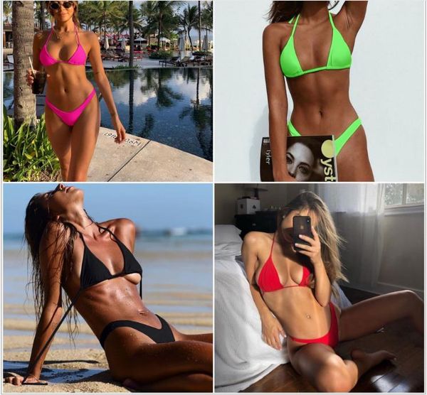 

euro-american explosive separate women's swimming suit simple pure colored belt bikini
