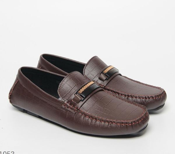 

gancio stephanie stone pattern mens dress walk shoes metal buckles designer luxury wedding moccasin sewing shoes zapatos 40-46, Black