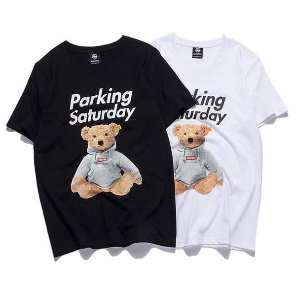 

designer mens t shirts 2019 new arrival fashion bear print men's short-sleeved round neck t-shirt couple luxury tshirts men women, White;black