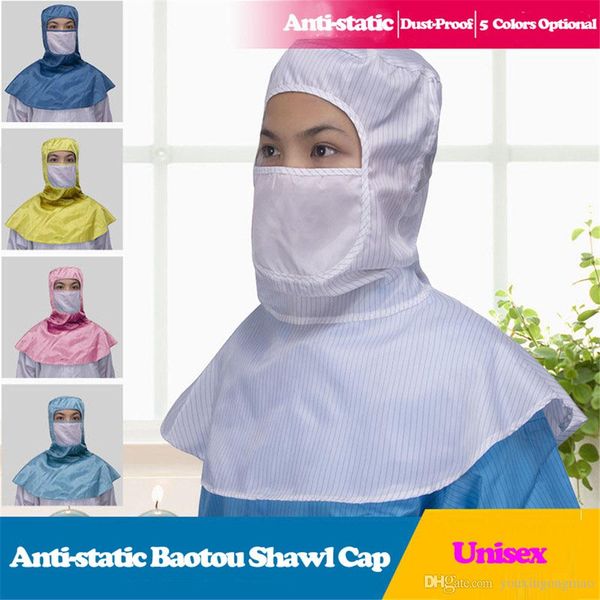 

High Quality ESD Spray Painting Protective Pharmaceutical Food Factory Hat Head Safety Helmet Work Cleanroom Dustproof Shawl Hat
