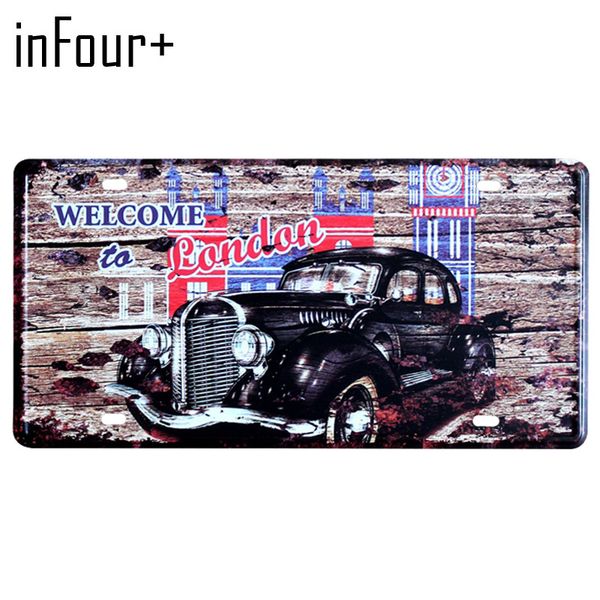 

new london car license plate metal plate car number tin signs bar pub cafe home decor metal sign garage painting plaques signs