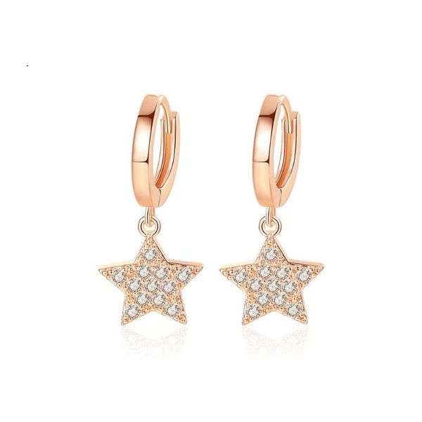 

tiny trendy zirconia star drop dangle earrings gold round small hoop earrings for women fashion jewelry orecchini cerchio, Golden;silver