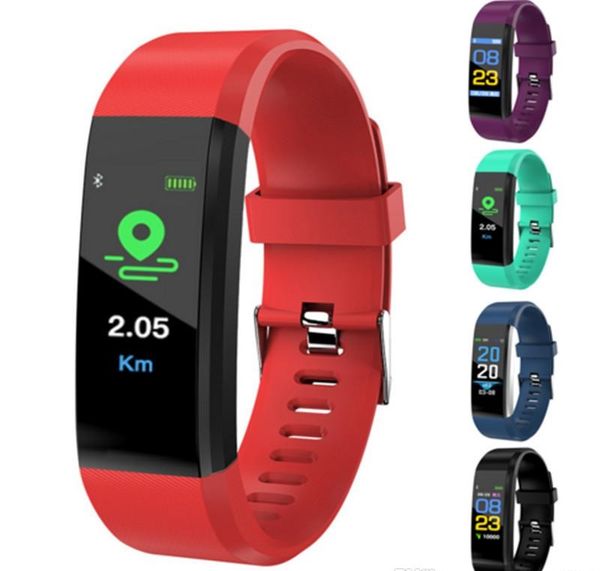 

2019 lcd screen id115 plus smart bracelet fitness tracker pedometer watch band heart rate blood pressure monitor smart wristband