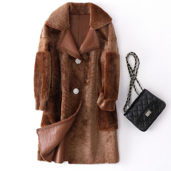 

a new sheep fur jacket of 2018 jv25910, Black