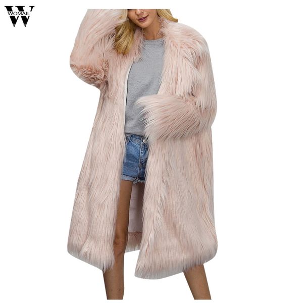 

women oversize green pink fur coat jacket winter thicken warm furry shaggy outerwear collarless hairy parkas, Black;brown