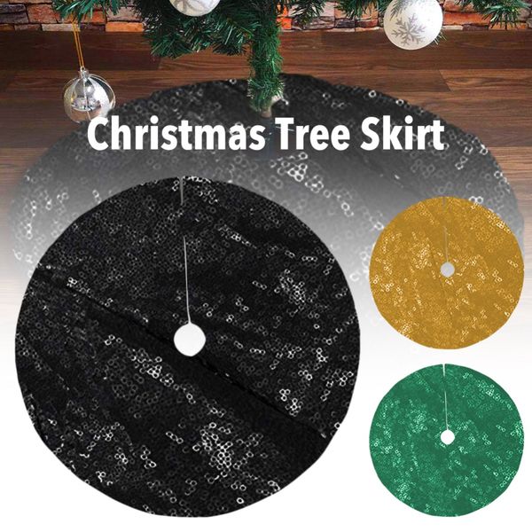 

new round christmas sequins christmas tree skirt indoor black decorations