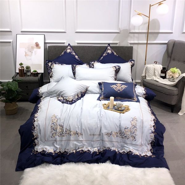 Royal Embroidery Egyptian Cotton Bedding Set Duvet Cover Bed Sheet