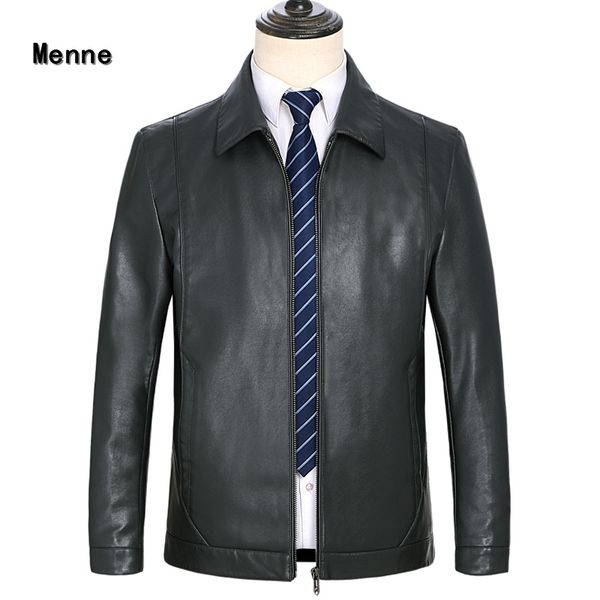 

leather jacket with large lapel for young and middle-aged men, Black