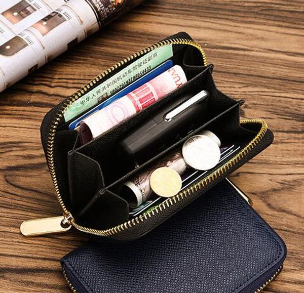 

womens brown mono 4 colors card holder zippy coin fashion casual short leather zipper purse 60067 short wallet box dust bag card, Red;black