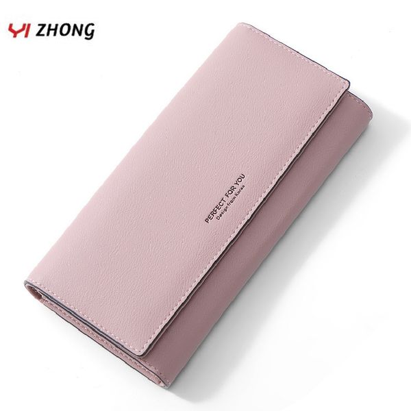 

yizhong leather luxury standard wallet long purse card holder phone pocket women wallets female purses clutch carteras, Red;black