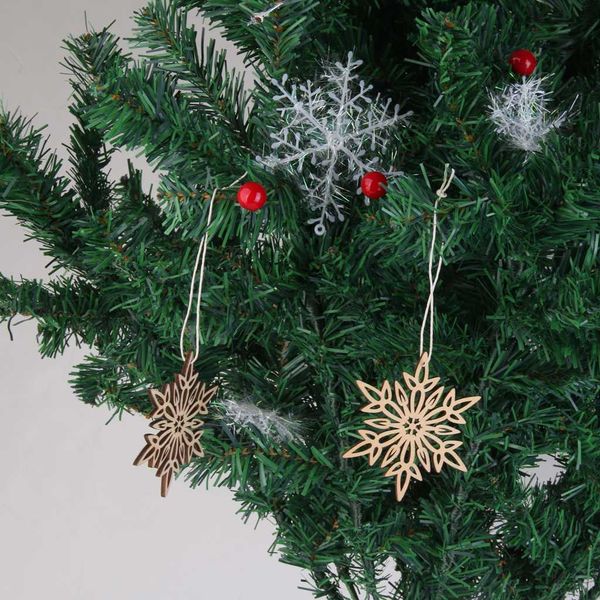 

20pcs shabby hollow cut wood embellishment santa snowflake xmas tree decor