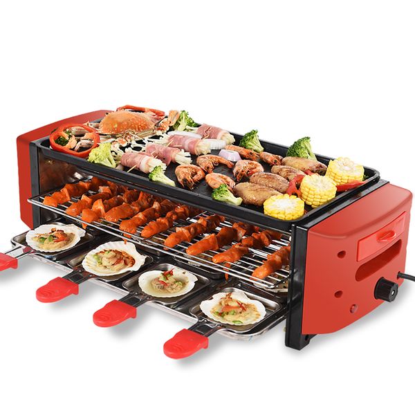 

camp kitchen three layers smokeless electric pan grill bbq raclette griddle