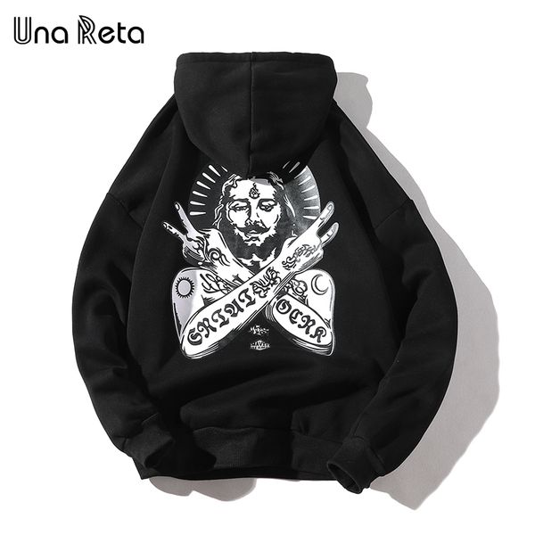 

una reta streetwear men hoodies new autumn print sweatshirt plus size cotton pullover tracksuit hip-hop men/women hoodie, Black