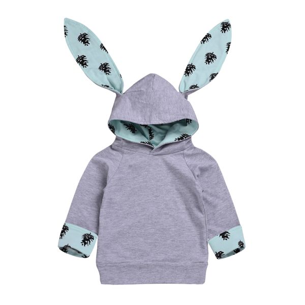 

children's coats long ears cartoon long sleeve baby hoodies kids sweatshirt spring autumn fashion outerwear hoodies coats, Blue;gray