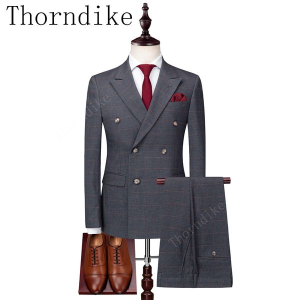 

thorndike double breasted mens suit jacket formal business blazer men groom three pieces slim fit party wedding dress suits, White;black