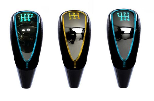 

7 colors changes activated gear shift knob 5 6 speed car logo led gear handball knob light cigarette lighter charger fit for