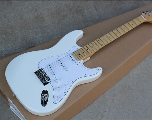 

бесплатная доставка завод заказ белого корпус электрогитара с кленовым грифом, большой шпиндельной бабкой, chrome оборудованиями, предлагая