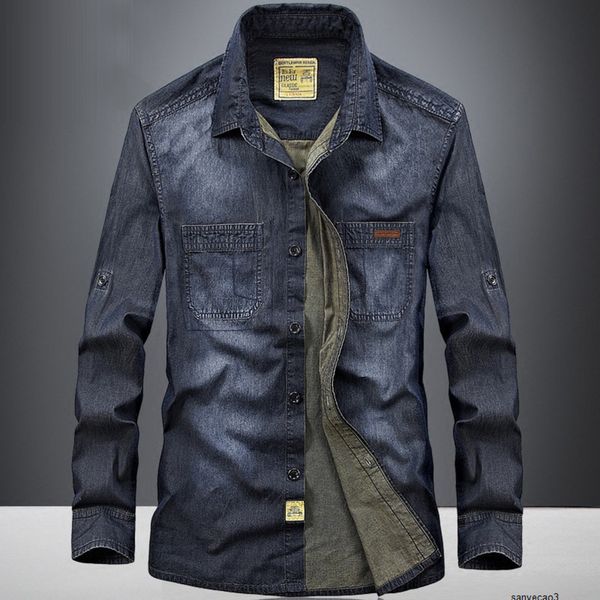 

mens designer long sleeve denim loose cotton casual shirt men 6521h, Black;brown
