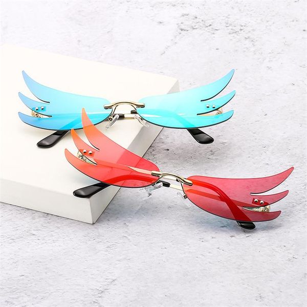 

fashion women exaggeration wing sunglasses rimless sun glasses anti-uv spectacles eyeglasses adumbral goggle sun glasses a, White;black