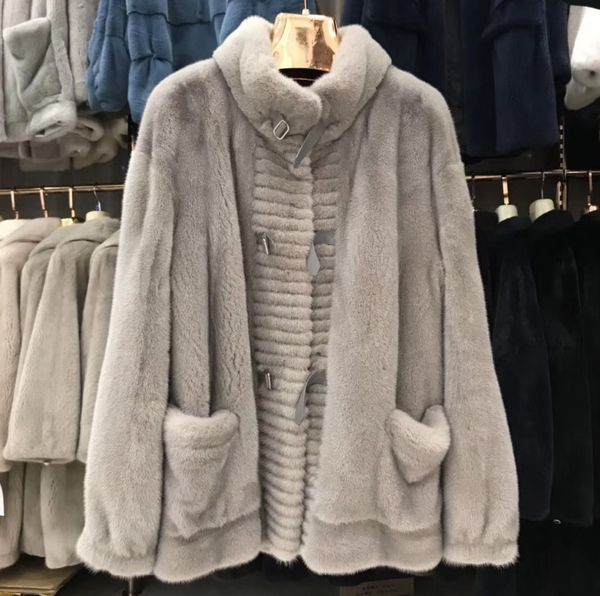 

haien норковой шубы норка пальто оптовых женщины пальто, Black