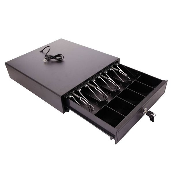 

us stocks 42high-end home storage drawers commercial use 4-compartment 3 lock modes stainless steel cash box black