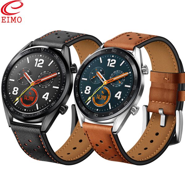 

eimo galaxy watch 46mm for samsung gear s3 frontier amazfit bip huawei watch strap strap 22mm band leather bracelet, Black;brown