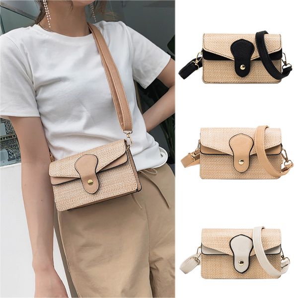 

coneed women leisure style weaving straw messenger bag fashion one-shoulder small square bag 2019 may24 p35