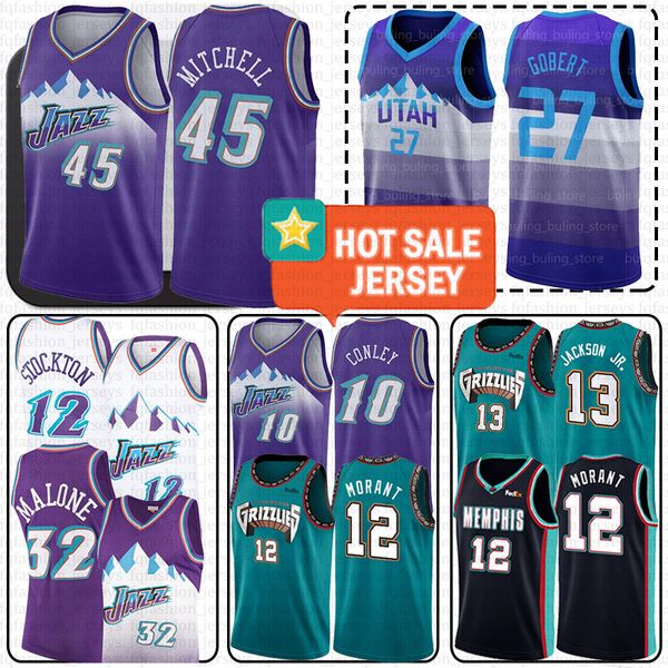 

grizzlies jerseys 12 ja morant memphis jaren 13 jackson jr. donovan 45 mitchell jazzes rudy 27 gobert mike 10 conley utah stockton malone, Black;blue