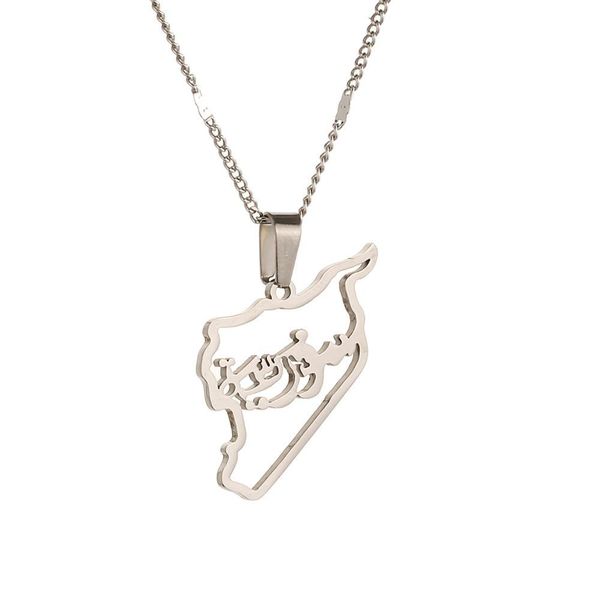 

stainless steel syria map pendant necklaces map pendant necklace trendy syrians map jewelry, Silver