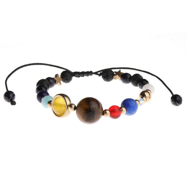 

2020 designer galaxy planets solar system bracelet handmade braided natural stone beads energy chakra bracelet women men, Black