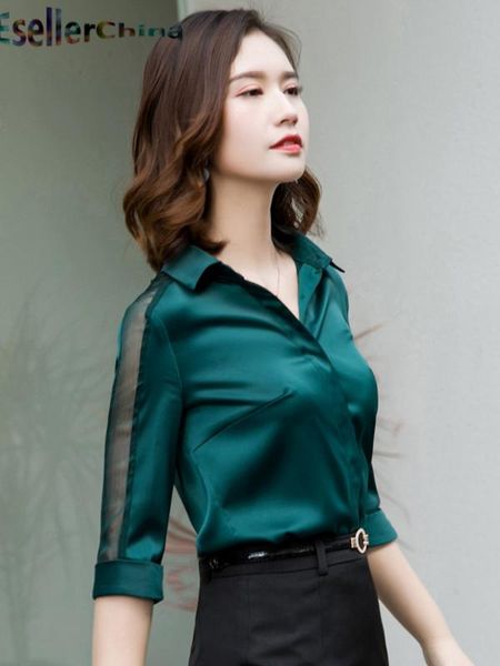 

novelty half sleeve spring summer formal styles chiffon blouses shirts women business work wear female blouse clothes, White