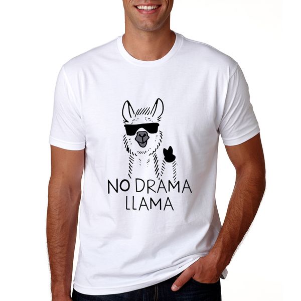 

2018 mens llama tshirt short sleeve casual men llama t-shirt summer cool no drama t shirts funny cartoon tees, White;black