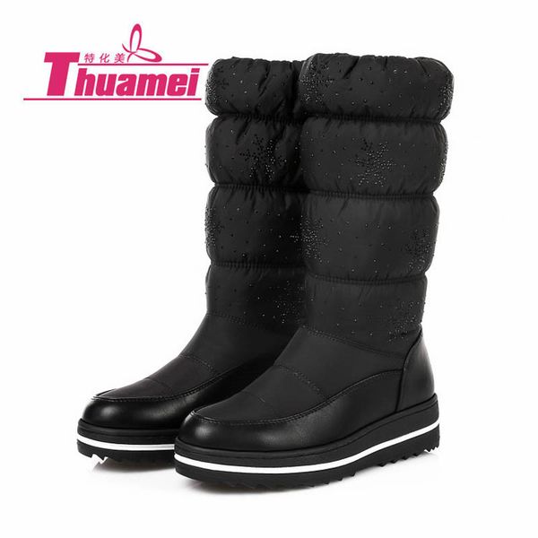 

platform high heels motorcycle women boots snow women's fashion knee high autumn winter boots shoes woman botas #y0774453f, Black