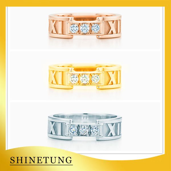 

1: 1 original model s925 sterling silver rings classic fashion three color 3 zircon rings ladies jewelry birthday gift, Golden;silver