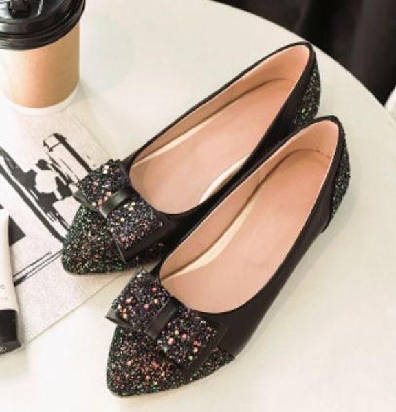 

2019 bowknot women's shoes in spring and autumn with new style low heel pointed end @109, Black