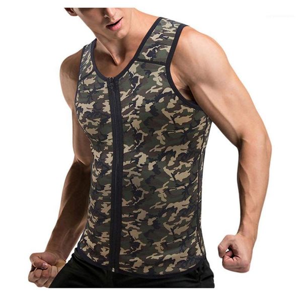 

camouflage contrast color sport vest mens summer fit perspiration vest mens designer tank mens zipper, White;black