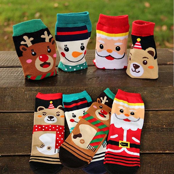 

4/5/6 pairs cute cartoon couple christmas socks cotton long funny socks creative color matching couple for christmas gifts